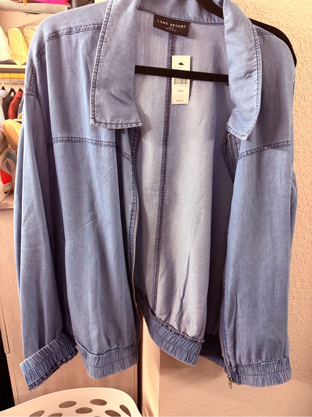 Lane Bryant Light Blue Denim-Feel Zip Jacket